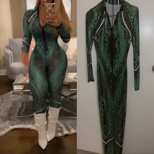 Beaded & sequence one piece jumpsuit